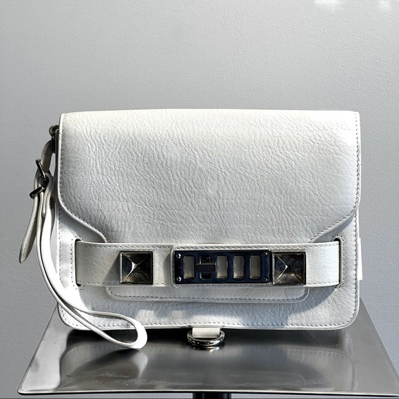 COPY - PROENZA SCHOULER white grainy calf skin Italian leather PS11 Wristlet cl… - Picture 10 of 13